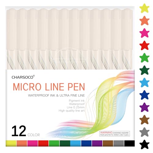 01 Micro Fine Point Pen Set - 12 Waterproof Archival Ink Colors, 0.25mm Fineliner Pens for Art Illustrations, Sketching, Anime, Manga, Technical Drawings & Scrapbooking-fan - color: 12 Colors