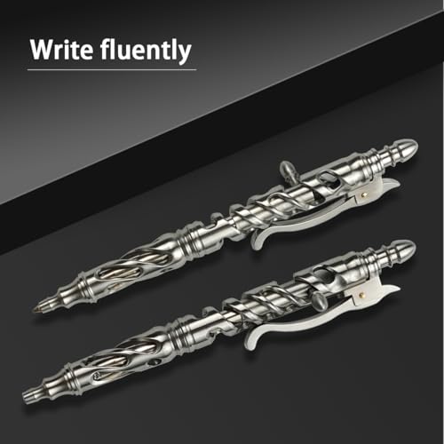 Dr. Metalleung Heavy Duty Stainless Steel Bolt Action Pen - Retractable EDC Pen with Keychain, Refillable Ink, Smooth Writing for Office & Gifts - style: structural