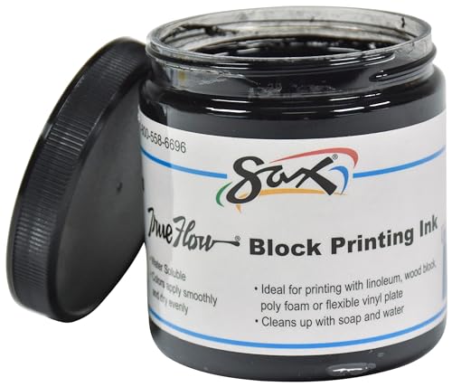 Sax True Flow Water Soluble Block Printing Ink, 8 Ounce Jar, Black - 461924