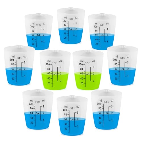 10Pcs Silicone Resin Mixing Measuring Cups 100ml / 3oz for Resin Supplies, Easy-to-read Black Marks, Non-stick Reusable Silicone Pouring Cups for Epoxy Mixing - size: 10*100ml (Black Marks)