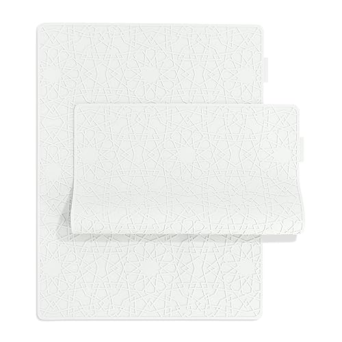 Modern Silicone Placemat Set of 2- Table Protector for Dining Room Table, Kitchen, Craft Mat- Non-Toxic, Anti-Slip, Dishwasher Safe, BPA Free, Heat Resistant - (White) - color: White