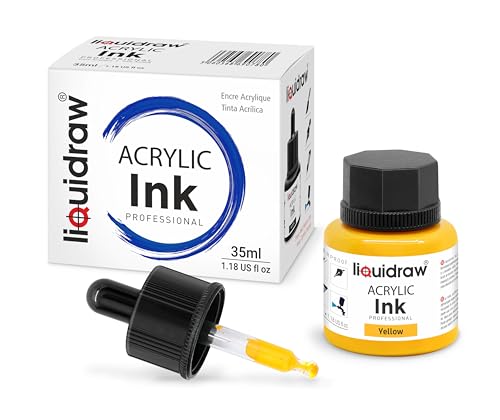 Liquidraw Acrylic Drawing Ink - 10 x 1.18 fl oz (35 ml) Bottles with Ink Dropper | Suitable for Painting, Art Drawing & Design | Great for Professionals, Artists, Students & Hobbyists | Craft Gift