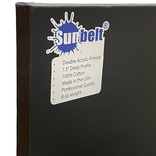 SUNBELT Black Primed Gallery Wrapped Stretched Art Canvas, 1.5" Deep Profile (20x20) - size: 20x20"