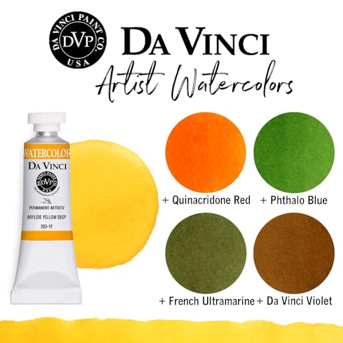 DA VINCI PAINTS Professional Artist Watercolor Paint, Arylide Yellow Deep, 15mL - color: Arylide Yellow Deep, style: 15mL