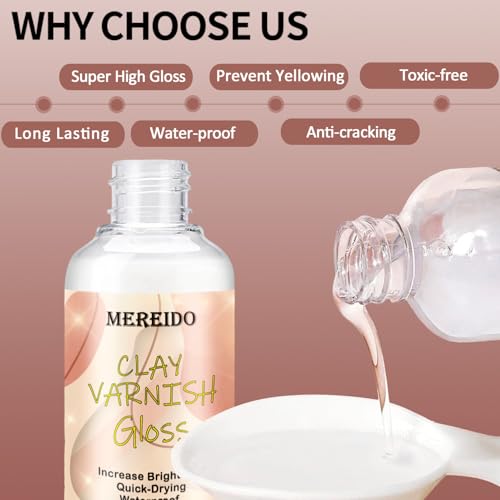 Air Dry Clay Varnish Set with 2 Brushes and 2 Dishes, 50ML x 2 Acrylic Glaze, Clear Clay Glaze Used to Prevent Clay Cracking, Scratches, and Wear, Having a Gloss Glaze Effect (Gloss)