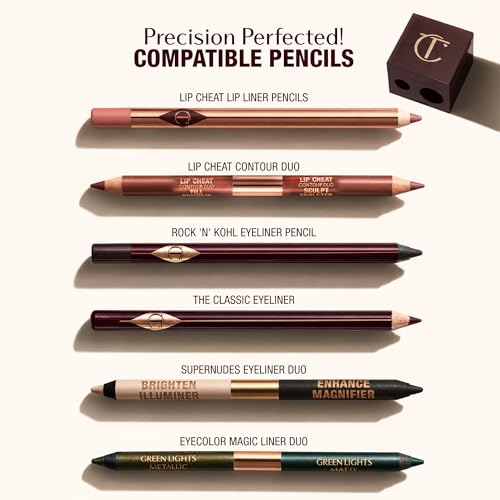 Charlotte Tilbury Pencil Sharpener - Dual-Size Cosmetic Sharpener for Lip Liner, Eyeliner & Eyeshadow Pencils – Compatible with Lip Cheat Liners & Other Standard Pencils – Travel Friendly