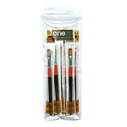 1/2 Inch Flat Bright Paint Brush, Pack of 12, Premium Quality Synthetic Hair for Acrylic Watercolor Oil Gouache Painting by Students, Professionals and Artists - size: 0.5 Inch Flat (12 PCS)