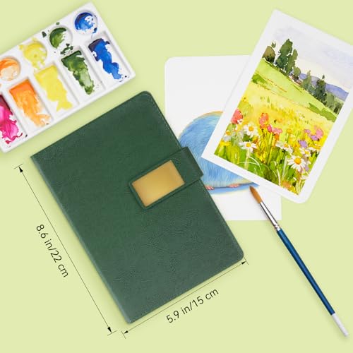 Watercolor Sketchbook,8.2 x 5.5 inch,20 Sheets Hot Press 100% Cotton 300 GSM 140lb,A5 Watercolor Paper for Art Painting, Drawing, Mixed Media - color: green