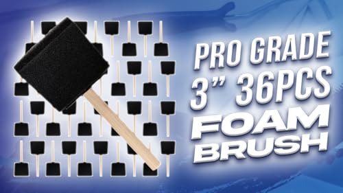 Pro Grade - Foam Brushes - 3 Inch - 36 Piece Poly Foam Brush Set - size: 3" 36 Ea