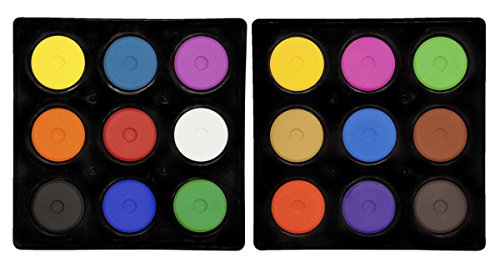 Mini Tempera Cakes in Tray, Various Brilliant Colors, Set of 18