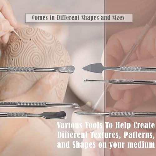 A2ZScilab - Stainless Steel Spatula Wax & Clay Sculpting Tool Carver Set, Carving Pottery Tools - Sculpture Shaper Polymer Modeling Tools for Clay, Pottery, Ceramics Artwork & Holiday Crafts (3PC) - style: 3PC