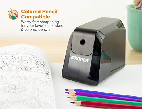 Bostitch Office Battery Pencil Sharpener, 4X Longer Cutter Life, Tip Saver Technology, Black (BPS4-BLK) - color: Black