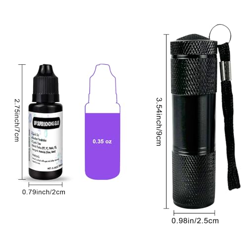 EDSRDXS 10ml UV Welding Resin Bonding Glue Kit with 3W UV Light | Bonds glass, metal & plastics. Clear weld for home repairs. Thin tube for precise drops.