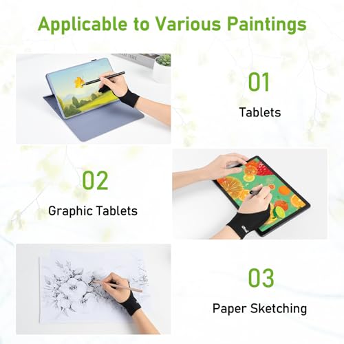 OTraki 4 Pack Artist Drawing Gloves for Digital Tablet Paper Sketching - size: Medium