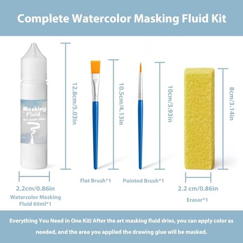 White Masking Fluid for Watercolor Painting 30ml, Fast-Drying, Easy Peel, for Mixed Media & Art Supplies - color: White