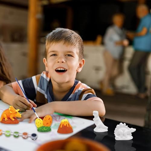 Funto Paint Your Own Dinosaurs Painting Kit, Arts and Crafts Set, STEAM Project Creative Activity DIY Toys, with 6 Figurines, 6 Paint Pots, 1 Brush - color: Jurassic, size: Ornament