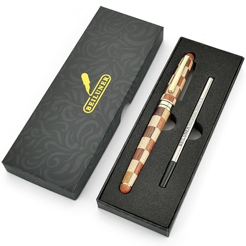 BEILUNER Luxury Wood Ballpoint Pen Writing Set, Chess Style - Elegant Fancy Nice Gift Pen Set for Signature Executive Business Office Supplies - Gift Boxed with Extra Refills (Black) - color: Chess