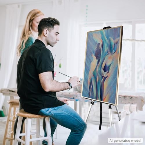 NS JYMB 17-66 Inch Adjustable Art Easel Stand for Painting and Sign, Silver | Portable metal tripod easel for display stand, canvas holder, adults, floor and poster board use - style: 66Silver 1pack