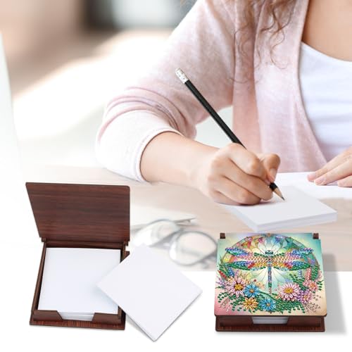 Diamond Painting Kit memo Box, Diamonds Art DIY Dragonfly Patterns Sticky Note Box Special Shape Drill, with 160 Sticky Note, Ideal for Home Office Supplies, Handicrafts, Holiday Gifts - color: Dragonfly