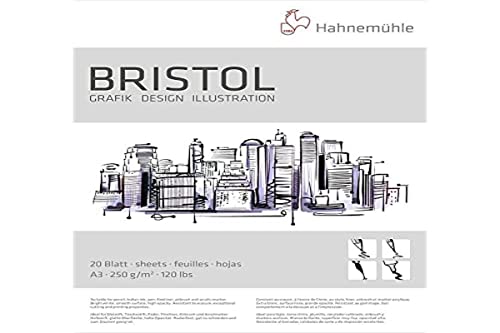 Hahnemühle Bristol A3 Pad - High Quality Drawing Paper for Artists and Designers - 250 g/m², Erase-Resistant, Smooth Surface - Ideal for Drafts, Illustrations and More