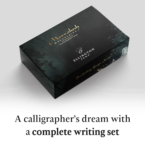 Ellington Pens Luxury Calligraphy Set - Premium Fountain Pen with 6 Nibs, 50 ml Black Ink Bottle, 6 Cartridges, Converter, Elegant Gift Box – Perfect for Drawing, Writing, Gifting (Midnight Rose)