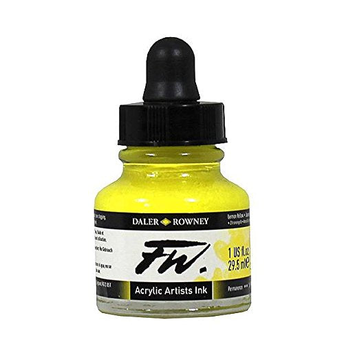 Daler Rowney FW Acrylic Ink Bottle, Lemon Yellow