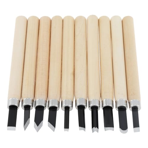 10pcs Professional Wood Carving Chisel Set - Carbon Steel Woodworking Tools, Power Grip Chisels Great for Carving and Woodworking