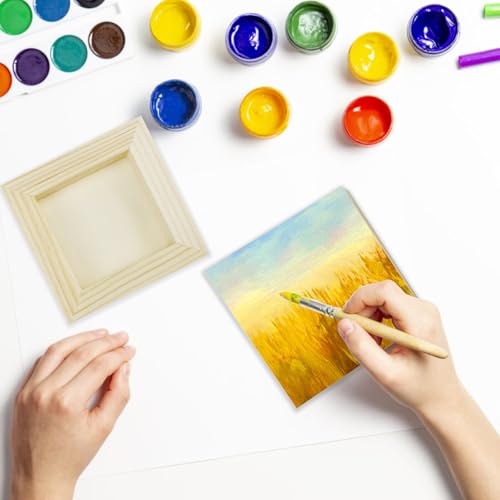 5 Pcs Wood Panel, 4 x 4 Inch Unfinished Wood Canvas Boards, Unfinished Birch Wood Panels for Painting, Pouring, Burning, Arts Use with Oils, Acrylics and DIY Craft Project - size: 4×4×0.8 Inch