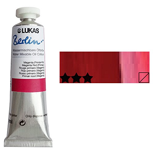 Lukas Berlin Pro Artists Water Mixable Oil Paint 37 ml Tube Alizarin Crimson Hue, Water Soluble, Lightfast Pigments, Quick Drying, Easy Clean-Up, Eco-Friendly, Professional Quality, 40 Color Range - color: Alizarin Crimson Hue, size: 1.25 Fl Oz (Pack of 1