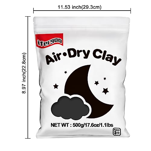 Ifergoo Black Foam Modeling Clay- Moldable Cosplay, Air Dry, Squishy Molding Clay for Adult Arts & Craft Project, Fake Bake, Slime Supplies, 1.1LBS/500G - color: Black/500g