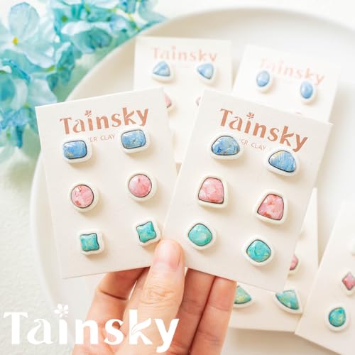 Tainsky 20 Shapes Embedded Polymer Clay Cutters - Gem Studs Clay Jewelry Making Tools, Earring Cutters (Studs) - color: Stud Set