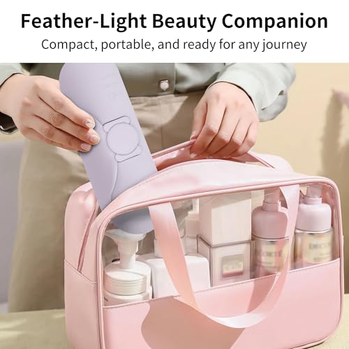 Travel Makeup Brush Holder with Cleaning Pad -Silicone Brush Organizer Case, Magnetic Closure Waterproof Cosmetic Bag for Easy Storage & On-the-Go Cleaning (9.05 Inch) - color: Purple