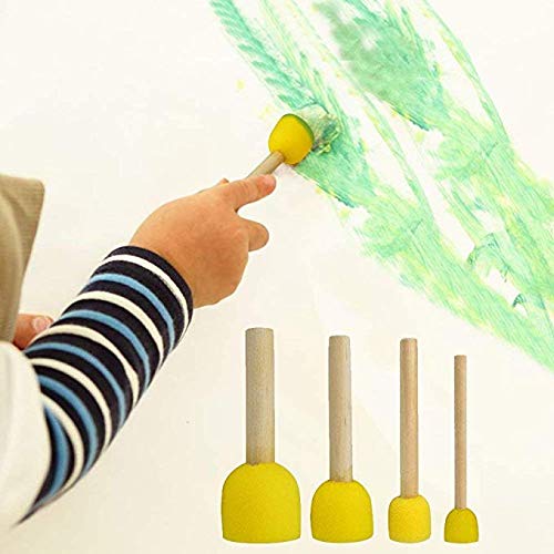 60pcs Assorted Round Paint Foam Sponge Brush Set Painting Tools, Brush Set - Great for Kids Arts and Crafts, Stencils, Painting