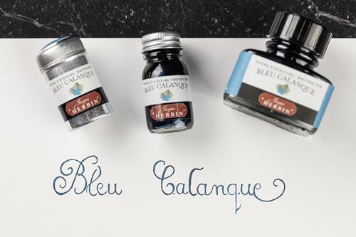 Jacques Herbin 13014T - 30ml Bottle of Ink for Fountain Pens and Rollerball Pens - Bleu Calanque - color: Turquoise, size: 1 fl oz