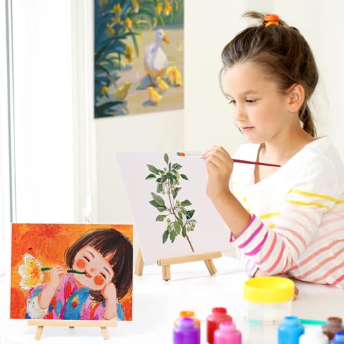 Canvas Painting Party Kit for Adults, 24 Pack 8 x 10 Inch Canvas Boards and Wooden Easels Stands for Group Painting Sip and Paint Night - style: Canvas and Easel 24
