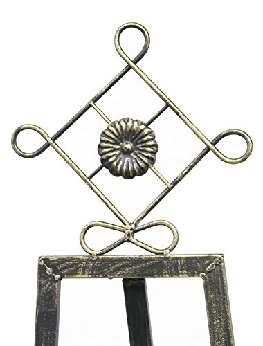 Designstyles Decorative Metal Easel Stand – Adjustable Floor Display for Art Pieces, Signs, Mirrors and Chalk/Dry Erase Boards - 61.5" Tall, Antique Finished Iron, Gold - Diamond Tip