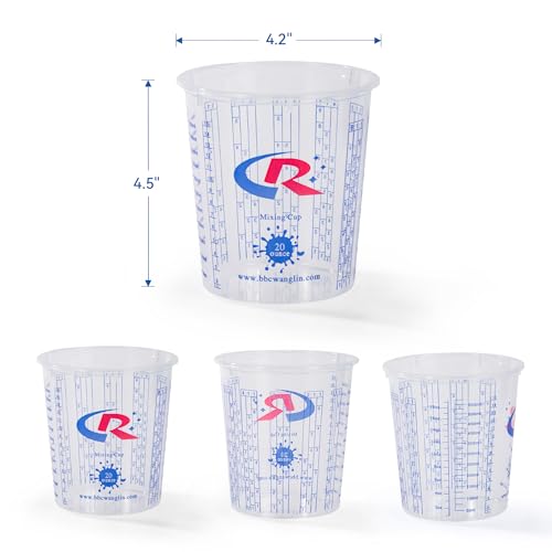 Paint Mixing Cup 20 Ounce, Accurate Measurements in Ratios and OZ. and ML, 12PCS Plastic Graduated Measuring Cups for Paint, Resin, Epoxy, Acrylic, Pigments, Art