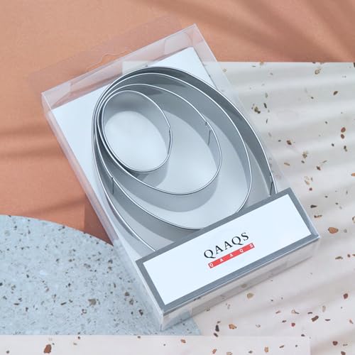 Oval Cookie Cutter Set Large - 5 Inch, 4 Inch, 3 Inch, 2 Inch - Geometric Frame Plaque Cookie Cutters Shapes Molds - Stainless Steel - color: Oval