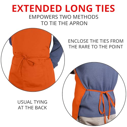 Utopia Kitchen 10 Pack Bib Apron Adjustable with 2 Pockets, Water and Oil Resistant, Cooking Kitchen Chef Apron for Women Men - color: Orange