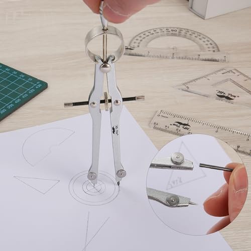 Mr. Pen- Geometry Set, 13 pcs, 3 Metal Compasses, Protractor, 6" Ruler | 45° & 30°/60° Set Squares, Pencils, Lead Refills, Sharpener & Eraser for Math, Drafting & Classroom Use | 45° & 30°/60° Set Squares, Pencils, Lead Refills, Sharpener & Eraser for Mat