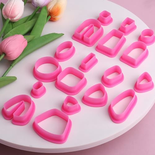 18 pcs Polymer Clay Cutters, Clay Cutters for Polymer Clay Jewelry, Basic Polymer Clay Cutters, Clay Earrings Cutters,Comfortable Earring Cutter,Christmas Tools 3D Printer Spring mom cortadores