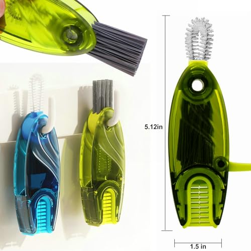 4 in 1 Cup Lid Cleaning Brush Set Multifunctional Bottle Brush Cleaner Tiny Bottle Cup Lid Brush Straw Cleaner Tools Mini Silicone Bottle Cup-Holder Cleaner with Hook Remover Green + Blue - style: 1pc Blue 1pc Green 4in1