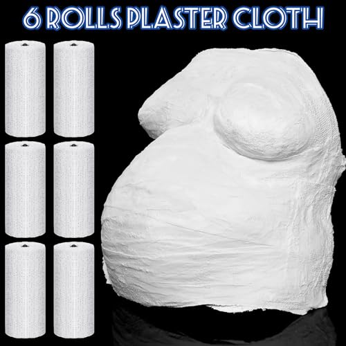 Heentan 6 Rolls Plaster Strips Plaster Gauze Bandages Blank Cloth Wrap Rolls for DIY Hobby Crafts, Belly Cast, Body Molds, Mask Making, Scenery Art(4 x 180 Inches) - size: 4 x 180 Inch