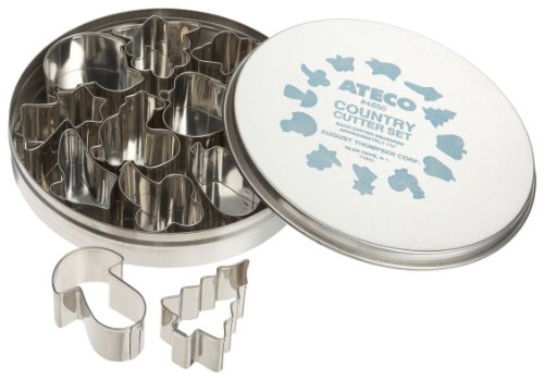 Ateco Plain Edge Country Life Cutters in Assorted Shapes, Stainless Steel, 12 Pc Set - size: #4850 Country Life
