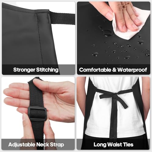 Gotega 4 Pack Waterproof Rubber PVC Apron Adjustable Dishwasher Apron-Women Men Heavy Duty Work Apron for Dishwashing Chemical Lab Butcher Grooming Black - color: Black