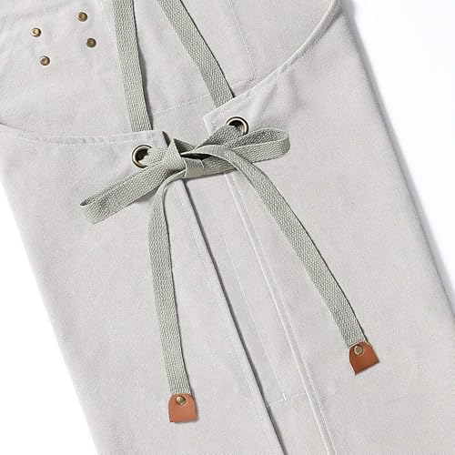 AFUN Aprons for Men Women with Large Pockets, 16-Ounce Cotton Canvas Cross Back Apron - color: Beige