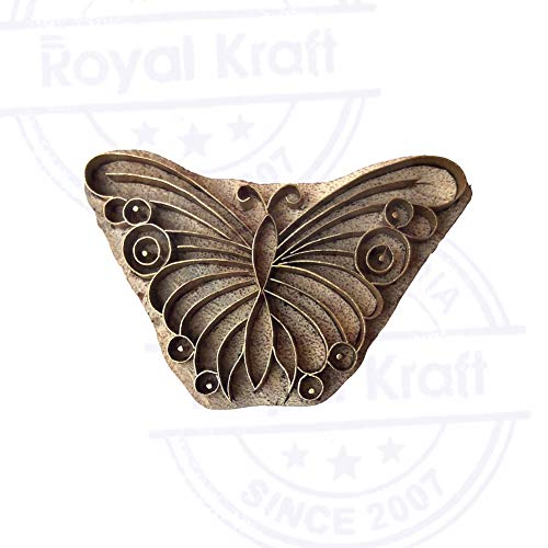 Attractive Printing Stamp Brass Butterfly Shapes Wooden Clay Block - size: BSCtag018
