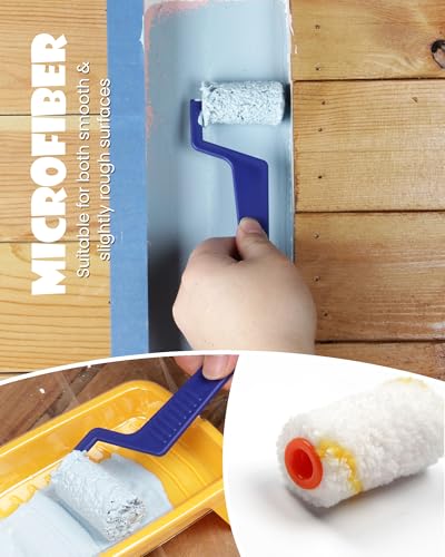 Voomey Small Paint Roller, 2 Inch Mini Paint Roller Kit 10 Pack, Microfiber Paint Rollers with Tray and Roller Frame for Touch Up Painting Wall, Door, Cabinet - size: 2 Inch Mini Paint Roller Kit 10 Pack