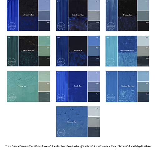 Gamblin Artist Oil Paint Set For Professionals - BLUE SET - 37ml Tubes - color: Blue