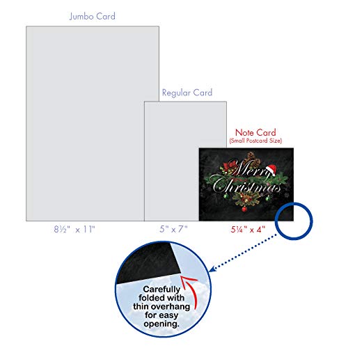 The Best Card Company - 10 Christmas Greeting Cards with Envelopes - Festive, Fun Assorted Holiday Notecards (4 x 5.12 Inch) - Christmas Chalk and Roses M2358XSG - style: Christmas Chalk and Roses